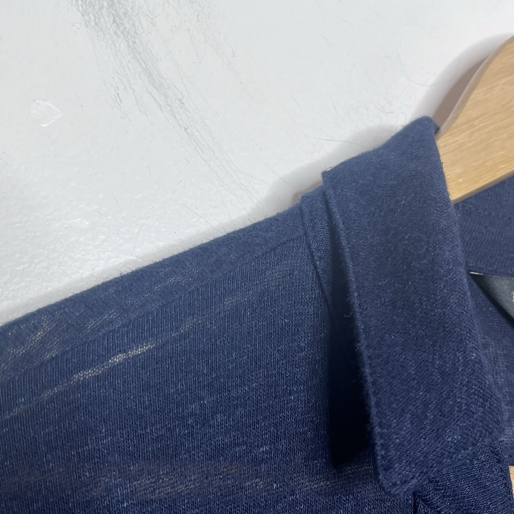 Banana Republic Linen Knit Button Up Shirt Navy Womens Size M Minimalist Indie - Picture 3 of 7